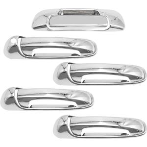 Anxingo 4 Pcs Car Door Handles and 1 Pcs Rear Tailgate Handle Cover Trims, Replacement for Dodge Ram 1500 Pickup 2002-2008, 2500 HD 3500 HD Pickup 2003-2009