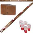 Shot Ski Board for 4 Persons, Vintage Wooden Shot Drinking Board with 50 Red Plastic Cups for Party Birthday Winter Gift Gathering Wine Decor Ornament Roulette Game (Aprs Ski)