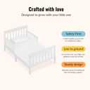 Dream On Me Finn Toddler Bed in White, Greenguard Gold and BSA Certified, Non-Toxic Finish, Made of Sustainable New Zealand Pinewood, Low-to-Floor Design with Safety Guard Rails 53"L x 30"W x 24.5"H