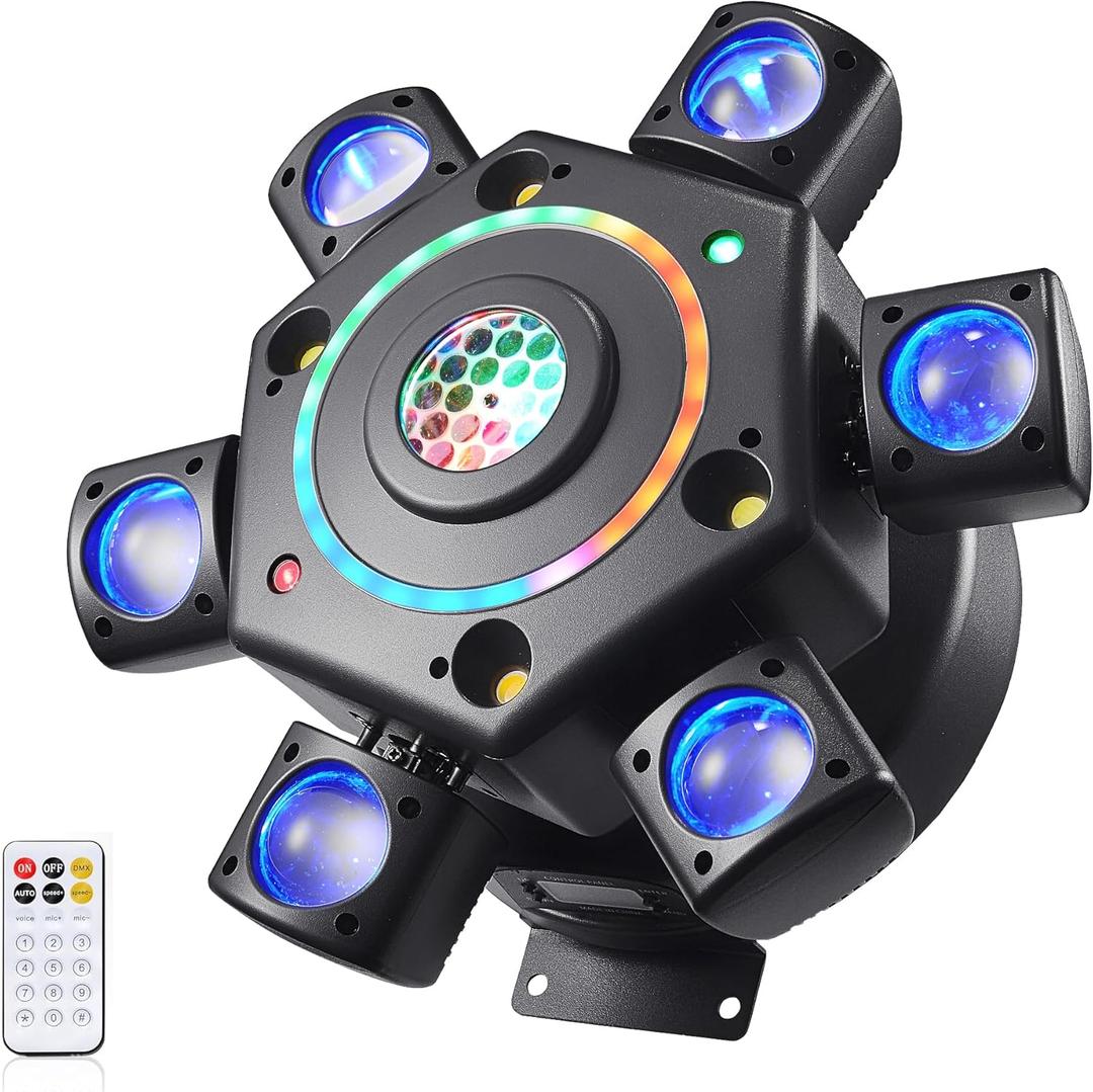 Moving Head Dj Lights for Parties, Disco Stage Lights 7-in-1 LED RGBW 6 Arms with Mixed Lighting Effects,DJ Stage Lighting for Party Disco Club Wedding Bar