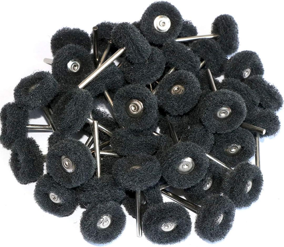50pcs Abrasive Buffing Polishing Wheel Set for Rotary Tool with 3mm Shaft,Mini scouring pad Brush Polishing kit, Removal of Rust,Deburring on Metal Surface (grit 400 Black 50pcs)