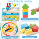 WOODMAM Wooden 7-in-1 Activity Cube, Montessori Toys for 1 Year Old Toddlers, Baby Educational Developmental Toys, One Year Old Boys Girls First Birthday Gifts with Bonus Sorting & Stacking Board