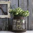 Vintage Glass Farmhouse Vase, Rustic Lantern Decor with Plants Flowers Lights Vintage Style Vases for Home Decor Floral Arrangement Hostess Gift