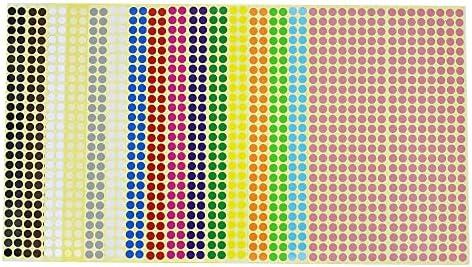 1/4"(6mm) Round Circle Dot Sticker Labels in 16 Colors for Easy Storage,Office Usage,Student Classroom Usage,Kid's Early Education Tools,Artistic Creation,etc (6656) 2 PACK