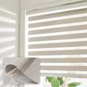 Cordless Zebra Blinds for Windows Shade Dual Layer Free-Stop Light Filtering Blackout Roller Blinds Thermal Insulated Privacy Protection, Inside or Outside Mount(Beige,36''W x 72''H)