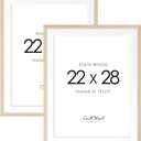 22x28 Wood Poster Frame Set of 2, Display picture 18x24 with mat or 22x28 without Mat, Wall Gallery Frame and Wide Photo Frame for Wall Display-Oak Wood Grain