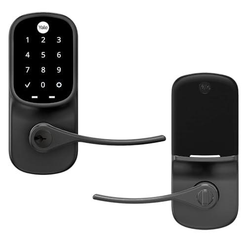 Yale Assure Lever Entry Door Handle with Keypad, Black Suede Smart Door Lock with Handle, Back-Up Key, and Z-Wave, ‎YRL226-ZW2-BSP