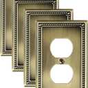 4-Pack Duplex Outlet Cover Plate, Antique Brass Metal Wall Plates for Electrical Outlets, 1 Gang Receptacle Cover, Pearls Decorative Switch Plates and Outlet Covers