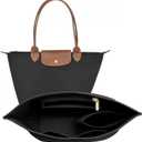 Felt Purse Organizer Insert for Longchamp Le Pliage L Handbag Insert (Large, Black)