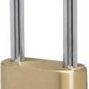 Master Lock Brass Combination Lock, Gate Lock for Outdoor Fence or Shed, Customizable Combination Padlock with Extended 2-1/4-Inch-Long Shackle, 175DLH