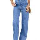 Sidefeel Women's Wide Leg Jeans High Waisted Straight Leg Stretchy Jeans Tummy Control Trendy Loose Ankle Denim Pants Sky Blue Size 6