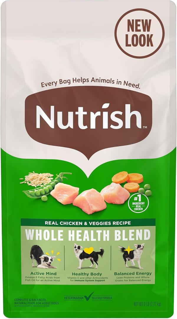 Nutrish Dry Dog Food, Real Chicken & Veggies Recipe Whole Health Blend, 6 lb. Bag (Rachael Ray) (6 Pound (Pack of 1))