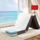 Hanherry 4 Inch Foldable Mattress Twin Size, Tri-Folding Portable Memory Foam Topper Floor Bed with Storage Bag, Washable Cover for Travel, Camping, RV, Guest