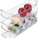 iDesign Stackable Plastic Pantry Bin with Handles for Cabinets or Fridge, Set of 2, Clear, Made in USA