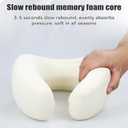 Memory Foam Travel Neck Pillow - 100% Pure Support for Airplane, Office & Car, Portable with Travel Bag, Washable Dark Grey Cover