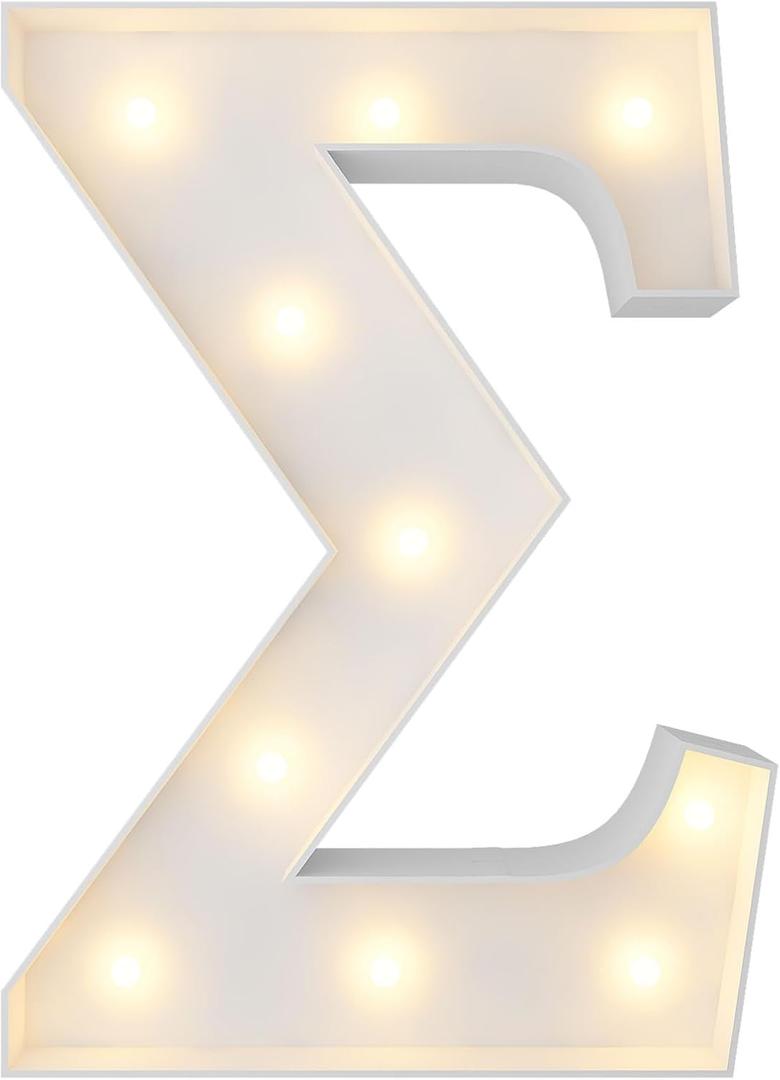 3FT Marquee Light Up Greek Letters, Alphabets Letter Sigma  DIY Craft Stand For Display Decor Sorority Fraternity Decorations ()