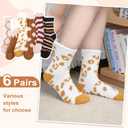 YSense 6 Pairs Womens Fuzzy Fluffy Socks Cozy Soft Warm Winter Fleece Sleep Comfy Crew Slipper Socks