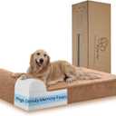 Rainmr Orthopedic Dog Beds for Large Dogs, 7" Memory Foam Dog Beds with Waterproof Liner, Durable Microsuede Cover, Removable and Washable, Nonskid Bottom, 48"x30"x7" L Khaki