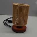 Rattan Table Lamp,Boho Small Beside Lamp,Mini Farmhouse Table Lamp for Room Decor,Vintage Wicker Wooden Nightstand Bamboo Woven End Table Lamps for Living Room Bedroom Desk Kids Room,LED Bulb Included