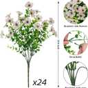 Ouddy Decor 24 Bundles Artificial Flowers for Outdoors Fake Silk Flowers UV Resistant Faux Plastic Plants for Spring Summer Garden Porch Window Box Table Vase Home Indoor Outdoor Decoration, White