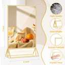 Daofary Acrylic Sign Holder 5x7, 14 Pack Double Sided Clear Gold Frame Tabletop Display, Menu Flyer Table Number Holder for Wedding Reception and Restaurant Tables