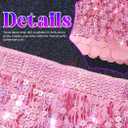 REETAN Fringe Sequin Skirt Belly Dance Sparkly Tassel Skirts for Women (Pink)