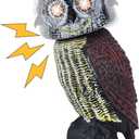 Hausse Solar Fake Owl Decoy Scare Birds Away, Solar Powered Motion Activated Scarecrow Deterrent Owl with Glowing Eyes, Scary Sound & Rotate Head, Nature Enemy Bird Repellent for Outdoor Garden Yard