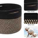 MiniArk Small Basket for Organizing | Cube Shelf Closet Storage Baskets | 9.79.77.1 | Woven Rope Gift Basket | Nursery | Round 3 Packs Black Brown