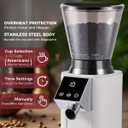 Tuni G1 Conical Burr Coffee Grinder, 48 Grind Settings Anti-static Burr Mill, Precision Electronic Timer and LED Touchscreen for Espresso/Drip/Cold Brew/French Press, Stainless Steel, Ivory