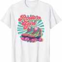 Retro Rollerskates Funny 80's Roller Disco Skating Girl Cool TShirt, Size Medium