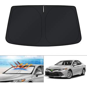 KUST Custom Fit Windshield Sun Shade for 2018-2023 2024 Toyota Camry LE XLE Hybrid SE XSE Sedan Accessorie Sunshade Foldable Sun Visor Protector Blocks UV Rays Keep Your Car Cooler