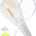 Tennis Racket - Super Value Set with Pre-Strung, Comfortable Handle, 27'' Tennis Racquet for Adults, Natural Series Includes 3 Tennis Balls, 2 Overgrips and 1 Tennis Bag (MISTY PURPLE)