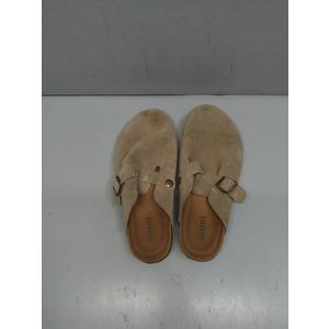 Intini Womens Suede Clogs Mens Leather Mules Cork Footbed Sandals with Arch Support, Size 7