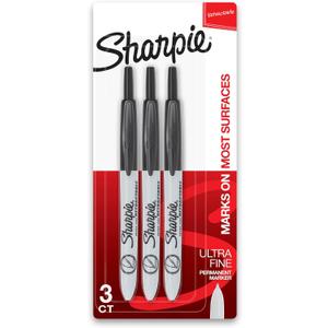 Sharpie Retractable Permanent Markers, Ultra Fine Point, Black, 3 Count