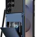 COOYA Wallet Case for Samsung Galaxy S25 Ultra 6.9'' Navy, 3-5 Credit Cards Holder, Slot Flip Cover Back Pocket, Dual Layer Protective Hard Shell+Soft TPU Rubber Inner, Bumper Armor, Non-Slip, Women