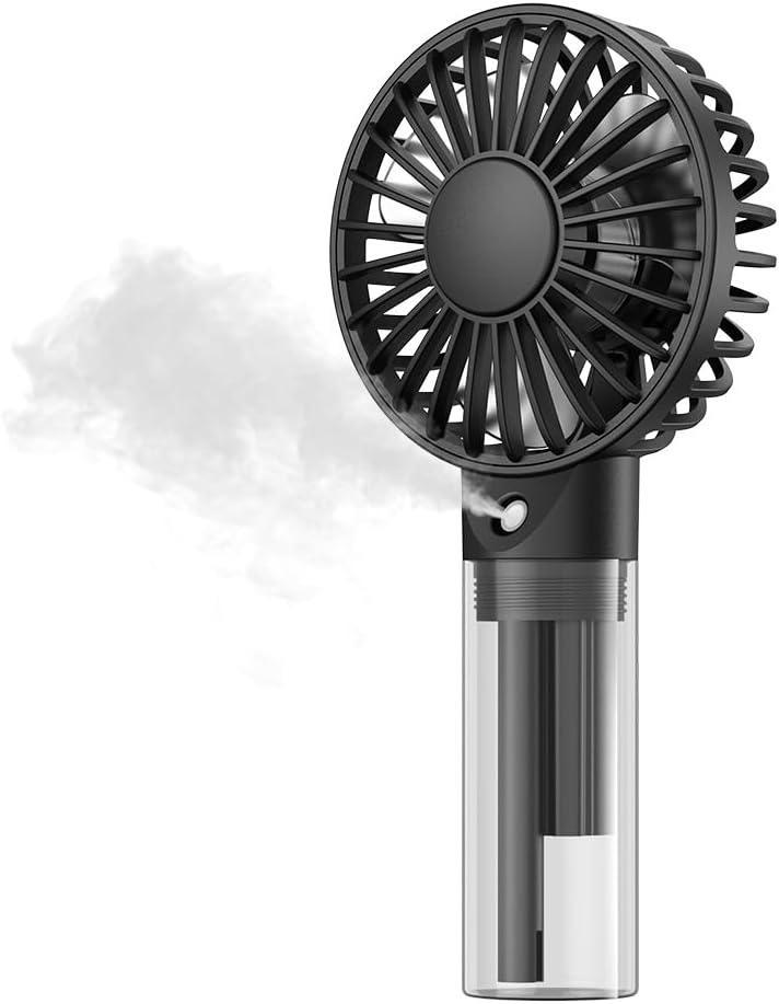 TOPK Portable Misting Fan - Rechargeable Handheld Personal Spray Water Mist Fan 32ml Water Tank Mini Cooling Hand Fans for Travel, Outdoors, Makeup, Camping, Home, and Office Use (Black)