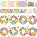 Hollowfly 48 Sets Easter Wreath Craft Kits DIY Wreath Hanging Ornaments Make Your Own Paper Craft with Stickers for Home Party Activities