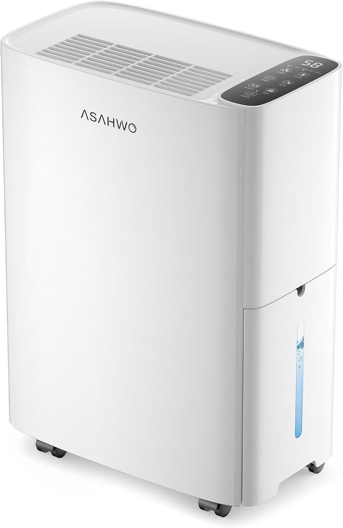 ASAHWo 2500 Sq.Ft Dehumidifier for Basement with Drain Hose Max 34 Pints, Dehumidifiers for Home, Bathroom, Bedroom, 4 Pre-Set Modes, Intelligent Humidity Control, Dry Clothes Quiet Operation