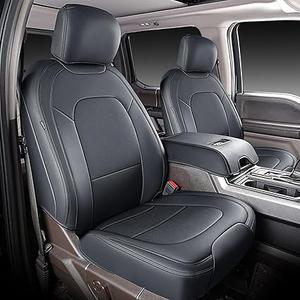 Chifengzun Custom Nappa Leather Front Car Seat Covers fit for Dodge Ram 1500 2500 3500 2002-2024 Truck Accessories Automotive Seat Covers 2 PCS Interior seat Protective Cover (Black)