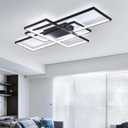Jaycomey Modern LED Ceiling Light, 35.4in LED Black Flush Mount Ceiling Lights Fixture 75W Living Room Lighting Fixtures Chandelier Lamp for Dining Room Bedroom Kitchen White Light 6000K