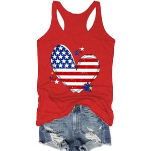 kfulemai Womens American Flag Tanks Tops 4th of July Shirts Patriotic Graphic Tee Independence Day Sleeveless Shirt(XL, Red-4)