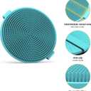 4 x Silicone Body Scrubber Brush - Gentle Exfoliating and Lather Well - Fast-Drying, Hygienic, BPA-Free Silicone Body Exfoliator for Sensitive Skin, Men & Women (Round, Blue)