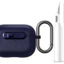 Airpods Pro 2nd Generation Case Cover with Cleaner Kit,with Lock for Airpods Pro Case Cover, Classic Solid Silicon Leather (Matte Blue, Airpod Pro 2/ Pro)