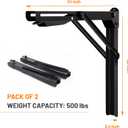 Wallmaster 24inch Folding Shelf Brackets Garage Heavy Duty Steel Max Load 500lb Floating Wall Mounted Collapsible Shelf Bracket Space Saving (Pack of 2, No Board)