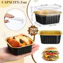 200 Pack 5 oz Mini Cake Pans with Lid, Aluminum Foil Mini Baking Tins, Square Disposable Cupcake Baking Cup Dessert Container for Wedding Birthday Party Picnic(Black, Classic)
