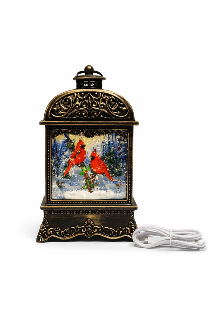 Christmas Village Snow Globe , Musical Snow Water Lantern Swirling Glittering Home Decoration and Gift, Battery Operated or USB Powered 