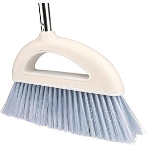 Angle Broom for Hardwood Floors - Soft Bristled Indoor & Kitchen Broom (Light Pink)