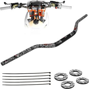 Universal 1 1/8" 28mm Handle Bar with 2 pairs Grip Donuts for CRF KLX KX LTR TRX SX SXF EXC XCW Motocross Pit Dirt Bike Scooter ATV Quad Bike Grizzly Hawk 250 Bicycles Black
