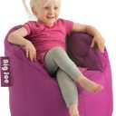 Big Joe Milano Child-Sized Bean Bag Chair for Kids Bedroom and Reading Nook, Pink Passion, Durable Easy-Clean Polyester Nylon Blend, Refillable