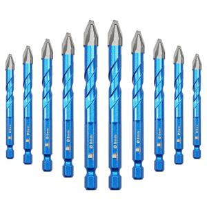 Head Eccentric Drill Bit 5/16" 8mm - 10pcs Carbide Tipped Drill Bit Masonry Drill Bit Sets for Porcelain Ceramic Tiles Glass Hard Plastic Cement/Granite etc